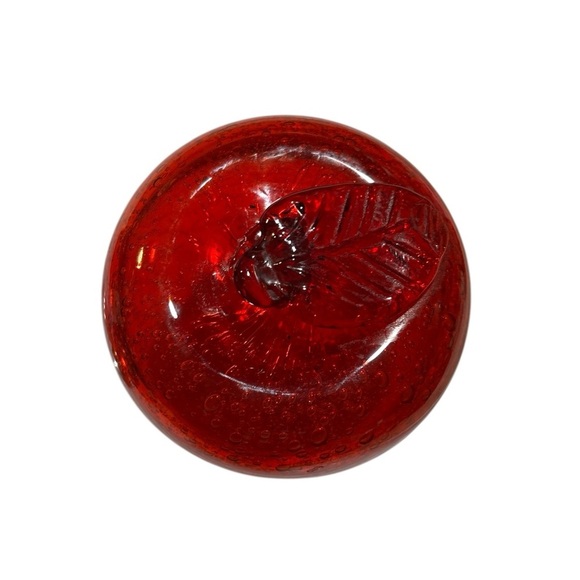 Red Apple glass paperweight decor - with bubbles - Picture 7 of 8